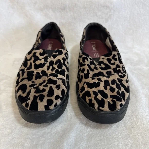 TOMS Leopard Print Velvet Slip On Shoes Women's‎ Size 9.5 W EU 41 - Picture 2 of 12